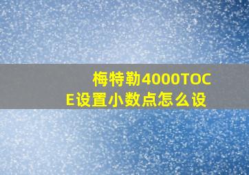 梅特勒4000TOC E设置小数点怎么设